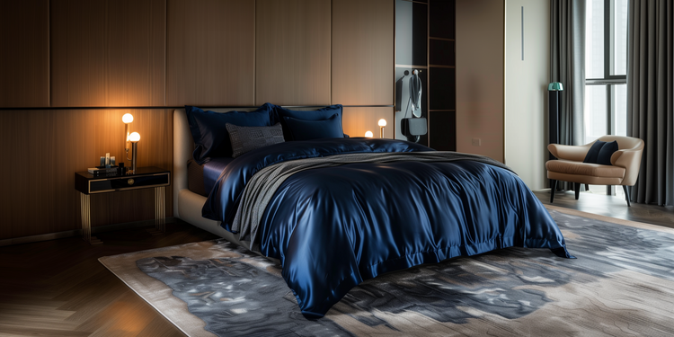 Navy Blue Mulberry Lexury Silk Bedding