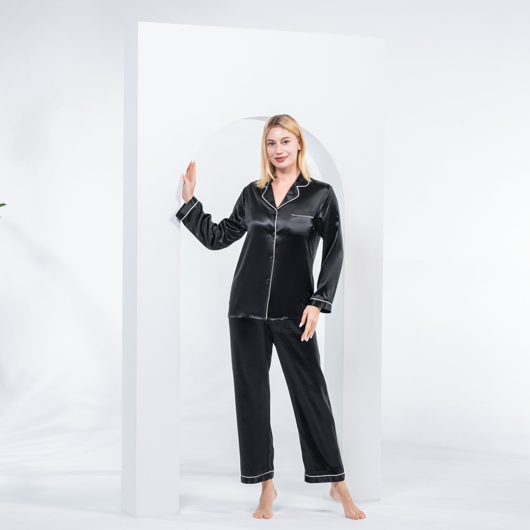 Silk Couple Pajamas Sets Luxurious Silk Matching Pajamas Home Wear for Men  and Women